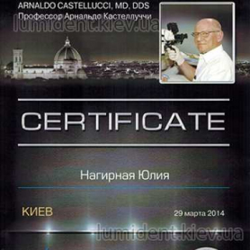 сертификат, стоматолог-терапевт Нагирна Юлия