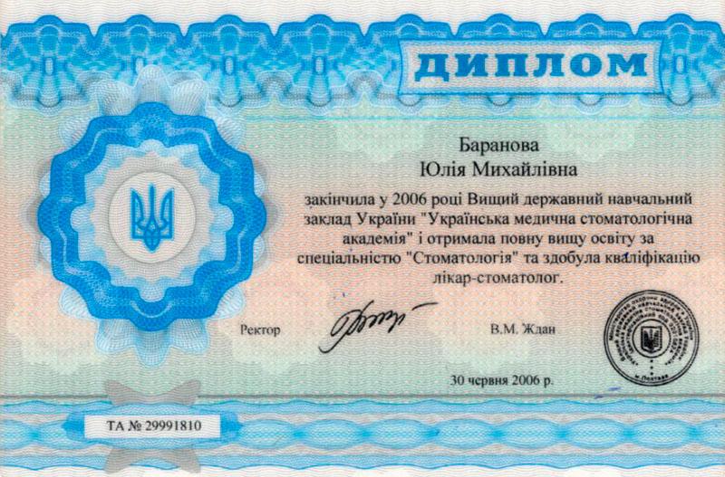 Диплом про закінчення медичної академії - Нагірна Ю.М.