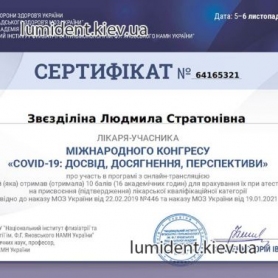 Сертификат Звездилина Людмила Стратоновна