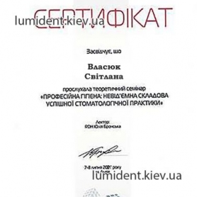 сертификат Власюк Светлана