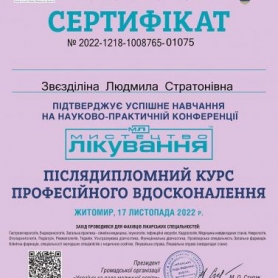 Сертификат Звездилина Людмила Стратоновна