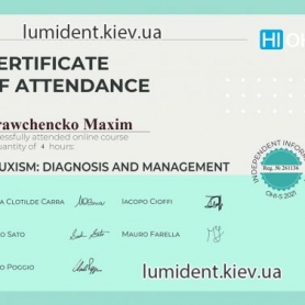 сертификат, стоматолог-ортодонт Кравченко Максим