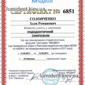Сертификат Солонченко Илья Романович