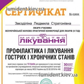 Сертификат Звездилина Людмила Стратоновна