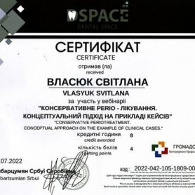сертификат Власюк Светлана