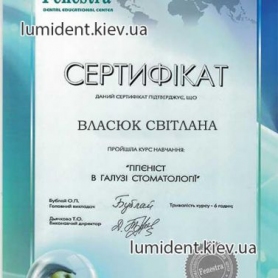 сертификат Власюк Светлана