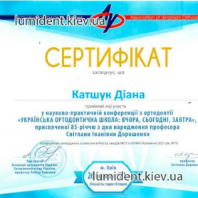 сертификат, киев Катшук Диана