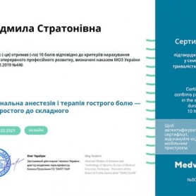 Сертификат Звездилина Людмила Стратоновна