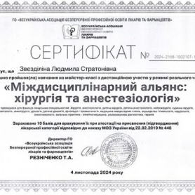 Сертификат Звездилина Людмила Стратоновна