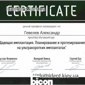 сертификат Гевелев Александр врач-хирург
