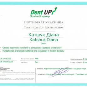 сертификат, киев Катшук Диана
