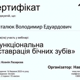 сертификат врач стоматолог терапевт Шматалюк Владимир Эдуардович