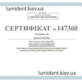 Сертификат Звездилина Людмила Стратоновна