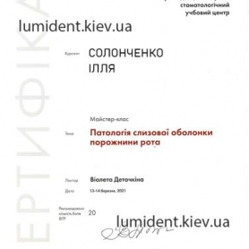 Сертификат Солонченко Илья Романович