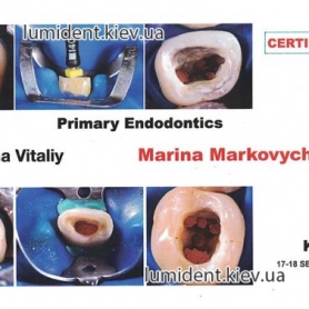 сертификат, стоматолог терапевт Маркович Марина Павловна