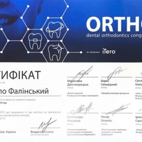 сертификат, стоматолог-ортодонт Фалинский Михаил