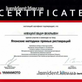 стоматолог киев, сертификат, Новицкий Вадим