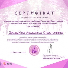 Сертификат Звездилина Людмила Стратоновна