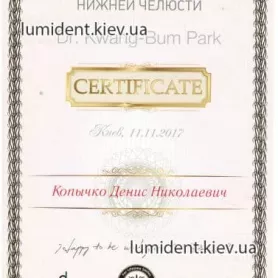 сертификат Копычко Денис врач-хирург